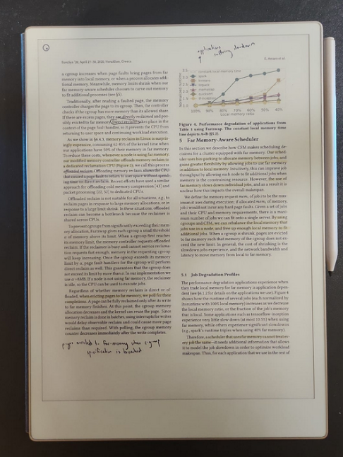 A reMarkable 2 displaying a highlighted PDF